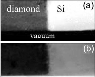 Bright- and dark-field STEM images of a diamond/Si interface