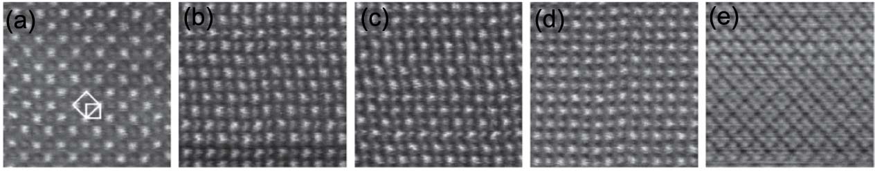 high resolution STEM ADF images taken from a (001) SrTiO3 single crystal as a function of crystal thickness