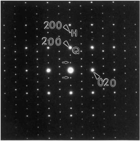 Electron diffraction pattern from a crystal of LaCrS3 oriented along the [001] zone axis
