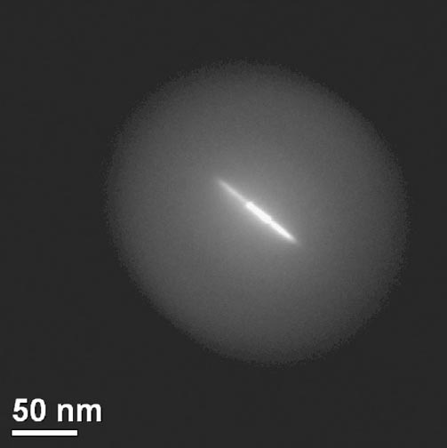 Caustic image taken from an amorphous carbon (C) film under an illumination condition with condenser lens astigmatism