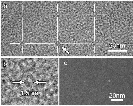 Array of the smallest W nanodots formed by EBID