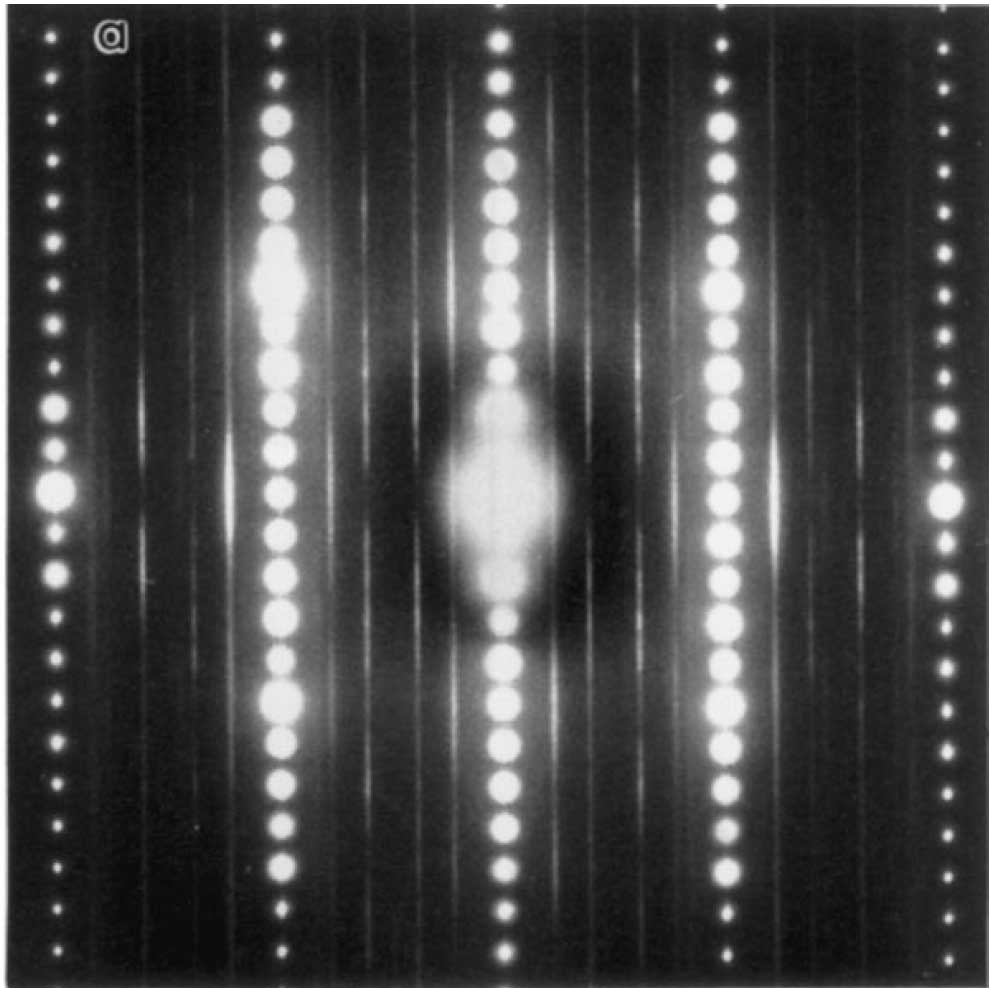 Electron diffraction pattern of a PbCr2S4 crystal oriented along the [2 -1 -1 0] zone axis