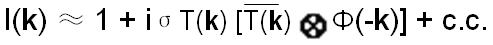 The intensity (I(k)) of the Ronchigram pattern