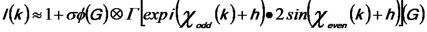 The intensity (I(k)) of the Ronchigram pattern