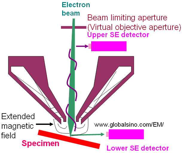 Single-pole snorkel objective lens