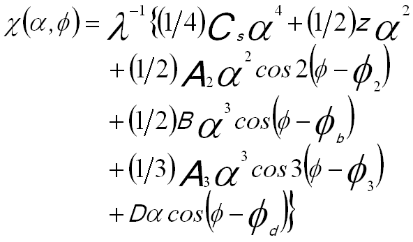 The wave aberration function can also be given as a function of defocus of the objective lens