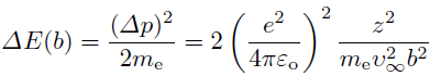 energy transferred to the orbital electron from the heavy charged particle