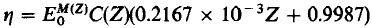 backscattering coefficient (η) of electrons 