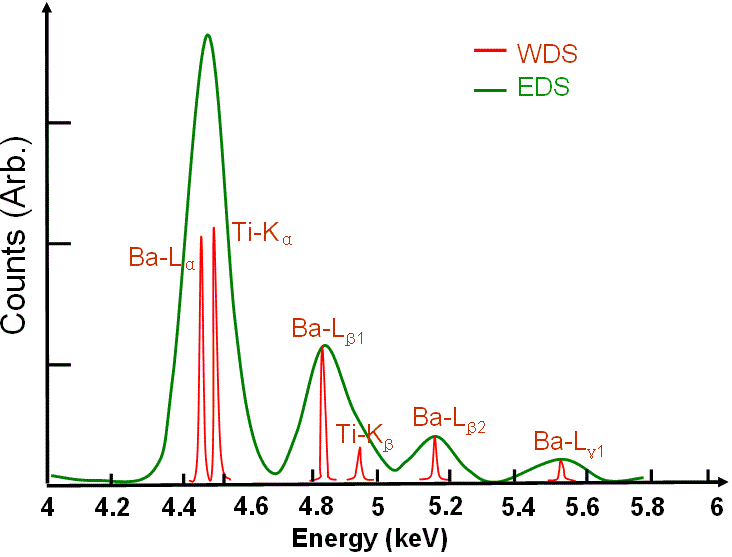 EDS and WDS profiles of BaTiO3