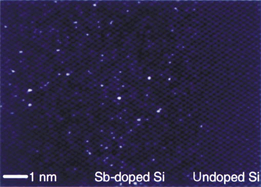 HAADF-STEM image of a cross section of highly Sb-doped Si