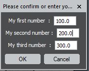 Input dialog for confirming or manually entering your own number