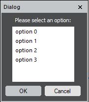 Input dialog to select an option