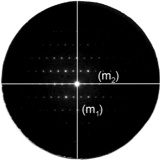 Electron diffraction pattern obtained from Zr41Ti14Cu12.5Ni10Be22.5 in [100] zone axis