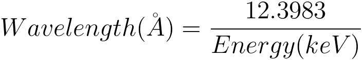 Energy to wavelength conversion