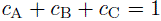 in a ternary system with three elements A, B and C