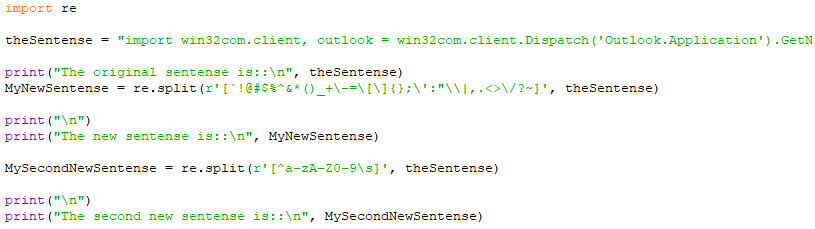 Split a sentence/string into list of words