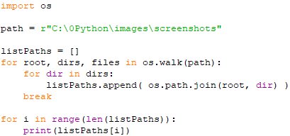 Get/list immediate subdirectories/subfolders/Drive; Get only the last ...