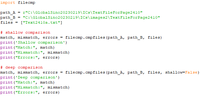 Compare/check if two text files have the same contents