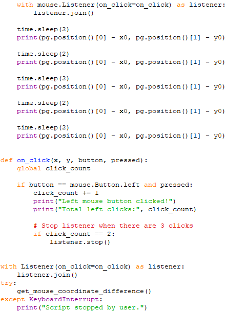 Get Coordinate Difference between Mouse Positions