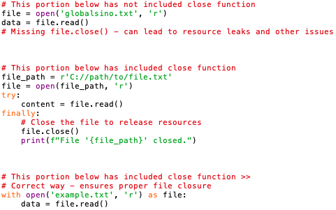 Close() and close file after reading