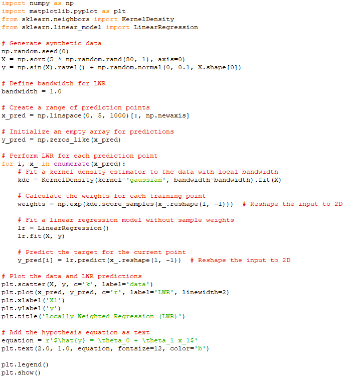 Locally Weighted Regression (LWR)