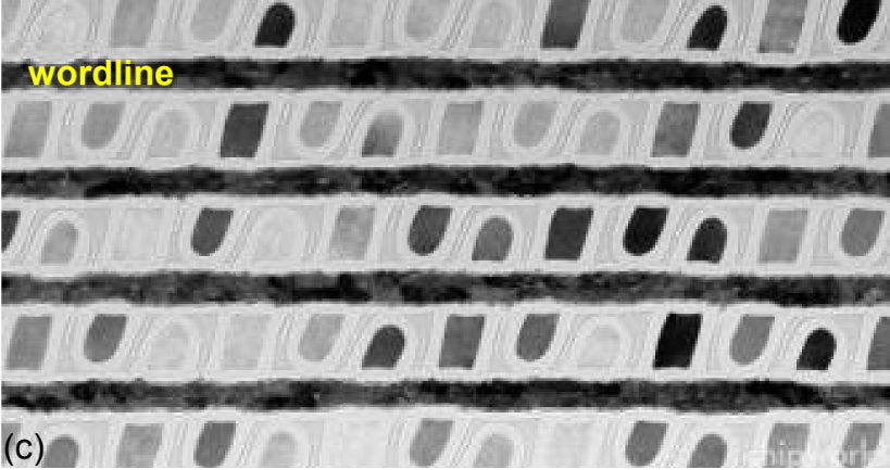 TEM images of W/TiN buried wordlines in Elpida 33-nm DRAM
