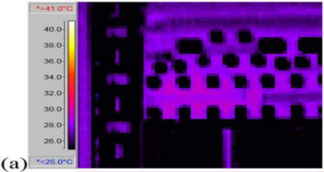 IR thermal images of an electro-migration test structure