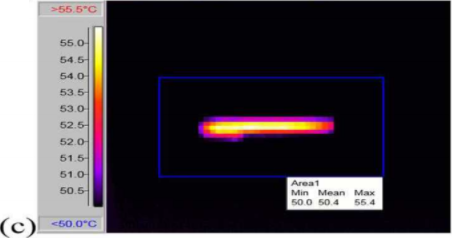 IR thermal images of an electro-migration test structure